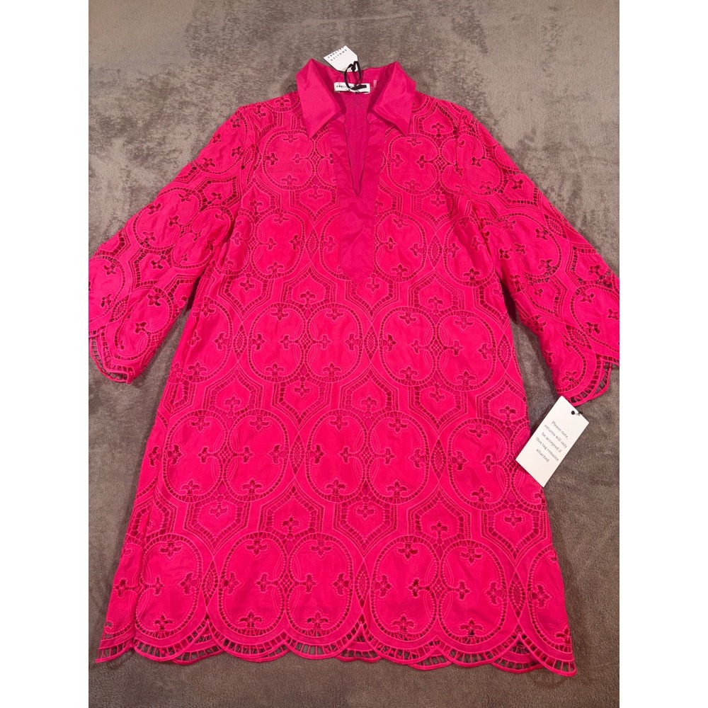 NWT English Factory Hot Pink Eyelet Embroidery Collar Dress Medium